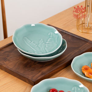 ชุดอาหารเซรามิกเซลาดอน จานอาหาร 4 ใบ ขนาด 6 นิ้ว ชาม 4 ใบ ขนาด 4.5 นิ้ว ชุดอาหารสไตล์โอเรียนทอลสุดหรู - Product Image 4
