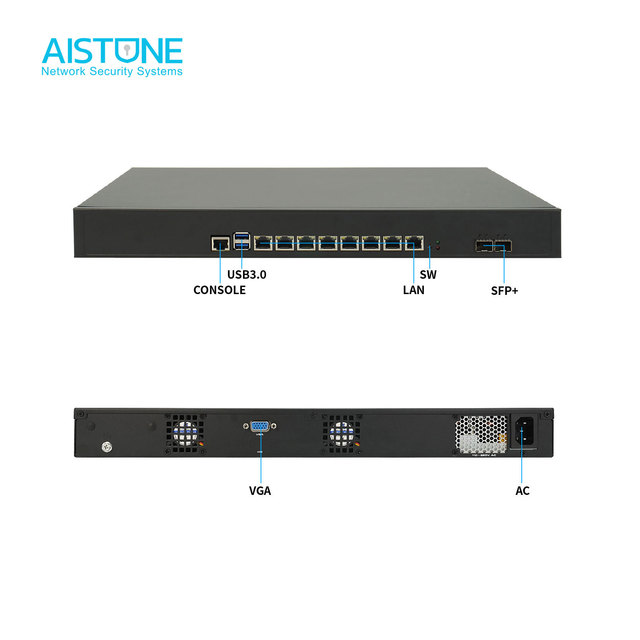 AISTONE Industrial Router i7 9700 8 core CPU 2 SFP 10G,8 LAN 1G/2.5G, DDR4 ram MSATA SSD Network Security Appliance Firewall
