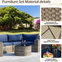 Canapé d'extérieur modulable en rotin tressé demi-lune pour jardin et terrasse