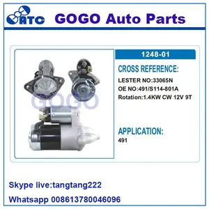 33065N 12v Starter Motor for 491 OEM :491/S114-801A