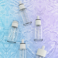 Flacon compte-gouttes pour sérum, corps transparent, tête blanche, design personnalisable