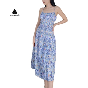 Custom <strong>Dress</strong> Manufacturer <strong>Peasant</strong> Emerald Sage Green Summer Gypsy <strong>Dresses</strong> Elegant Hand Smocked Floral Beach Maxi <strong>Dress</strong> - Product Image 2