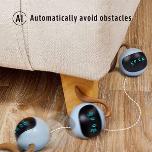 Factory Custom Interactive Cat Ball Toys Fun Tracker USB Automatic <b>Moving</b> Rolling Chase Ball with Tail Smart Cat Playing Toy - Product Image 4