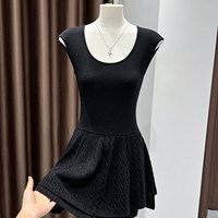 Robe gilet trapèze pour femme, couleur unie, nouveau style, tricot ajusté cintré à la taille