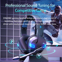 Headset Game dengan mikrofon, headphone Game lampu LED untuk Xbox PS4 PS5 peredam kebisingan 7.1 Stereo HiFi Game komputer