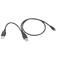 Kabel Ekstensi Y USB-C ke USB 3.0 Male & USB 2.0 Dual Power Data 60cm Grosir untuk Laptop & Hard Disk