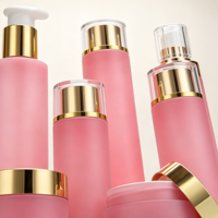 Ensemble d'emballages pour produits de soin rose 100-250ml – Bouteille à pompe pour émulsion, pot à crème, flacons en plastique vides personnalisables pour soins et reconditionnement