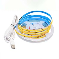 Lampu Strip LED COB 5V 320LED/m Dengan Pengontrol Sakelar Tombol Tekan USB IP20 3000K 6000K Bersertifikat CE ROHS Strip LED Fleksibel