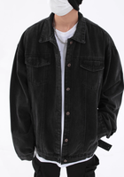 Blousons en jean pour hommes personnalisables en gros, respirants, anti-rétrécissement, extensibles, décontractés, noirs, pour l'hiver, style streetwear