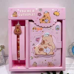 Juego de caja de regalo de bolígrafo Capybara, bolígrafo de Gel de dibujos animados para estudiantes, Bloc de notas, oficina, portátil, agenda, planificador, cuaderno, papelería, regalo - Product Image 3