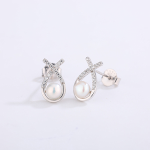 Elegant Copper Heart Freshwater Pearl <b>Dangle</b> <b>Earrings</b> Zircon Luxury Jewelry for Women Wedding Bridal Gift - Product Image 2