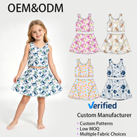 Nouveauté : Ensemble d'été décontracté pour bébés et jeunes enfants, comprenant un haut court sans manches à col rond et une jupe évasée à taille élastique, en tissu doux de haute qualité.