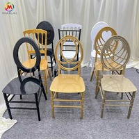 Chaise de banquet empilable en résine PP dorée, style Chiavari, pour mariage, événement, fête, hôtel, vente en gros