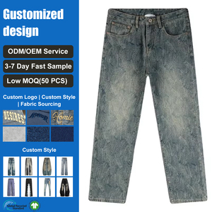 Jeans en denim selvedge tendance pour <span class=keywords><strong>homme</strong></span>, coupe droite, bleu vieilli, style minimaliste et décontracté - Product Image 1