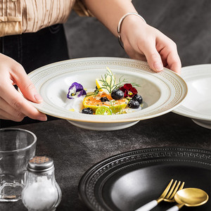 ชุดอาหารค่ำเซรามิกสไตล์วินเทจลายนูนสีดำขาว ชุดถ้วย จาน ชาม และชุดภาชนะเซรามิก - Product Image 5