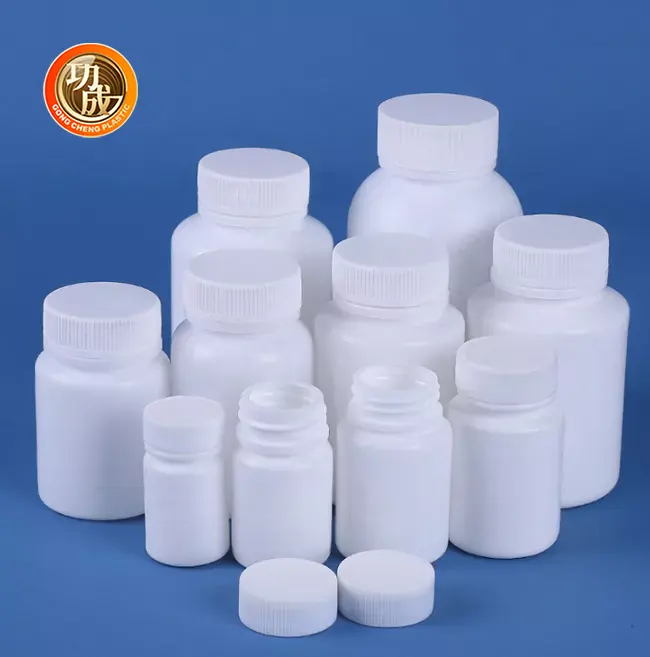 Empty Round White Hdpe Capsules Bottle 20Ml 40Ml50Ml 60Ml 100Ml 150Ml 200Ml Plastic Supplements Medicine Pills Bottles