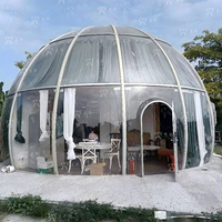 Rumah gelembung bintang polikarbonat transparan 360 derajat kustom 2-7m lapisan ganda rumah kubah PC prefabrikasi Modern