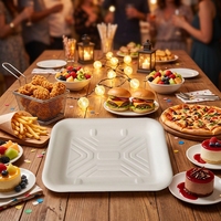 Barquettes alimentaires jetables biodégradables en fibres végétales pour fêtes, supermarchés, aliments cuits, poulet frit, hamburgers, pizzas