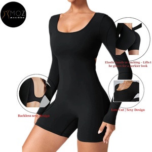 Body <span class=keywords><strong>Deportivo</strong></span> de <span class=keywords><strong>Manga</strong></span> <span class=keywords><strong>Larga</strong></span> Cómodo y Elegante para Mujer, Jumpsuit de Gimnasio con Shorts para Yoga y Fitness - Product Image 2