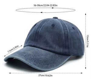 Wholesale Embroidery Acid Washed Vintage Distressed Unisex Plain Cotton Baseball Caps Custom Logo 6 Panel Blank Dad Hat - Product Image 2