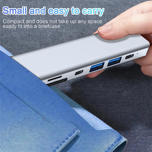 USB C <span class=keywords><strong>HUB</strong></span> 7 trong 1 với 4K HDMI hai USB-C cổng USB 3.0 SD/TF Đầu Đọc Thẻ tương thích với MacBook Pro và các loại C thiết bị - Product Image 4