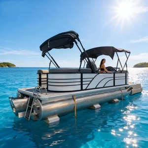 Leisure Pontoon Boat Spacious Large Canopy Shade Boat Audio Equipped Entertainment Sightseeing BoatWater Activity Boat - Product Image 1