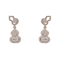 Boucles d'oreilles clous en zircon gourd tendance, plaquées or véritable pour femme, bijoux à succès