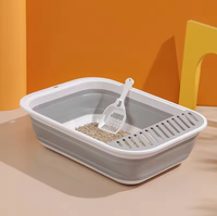 Bac à litière pliable pour chat avec pédale, toilette semi-fermée pour chaton, anti-éclaboussures