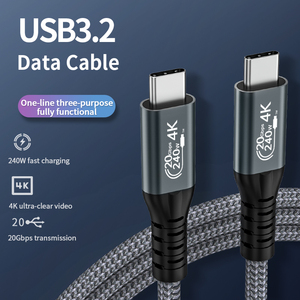 USB3.2 Thunderbolt 3 20Gbps PD 240W Braided Aluminium Alloy Fast Charging High Speed <strong>Cable</strong> <strong>for</strong> <strong>Computer</strong> Mobile Type-C Nylon PVC - Product Image 3