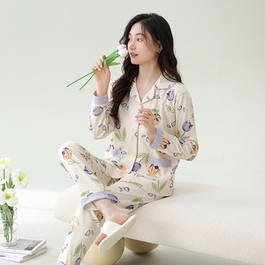 롱드 여성용 긴팔 V넥 나이트가운 <span class=keywords><strong>CVC</strong></span> 혼방 소재 수분 흡수 속건 부드럽고 통기성 좋은 피부 친화적인 홈 레저웨어 - Product Image 1