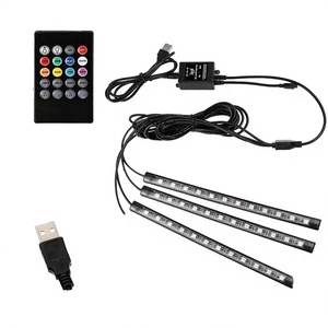 ไฟนีออน LED ตกแต่งภายในรถยนต์ พร้อมแอพ/รีโมท/ควบคุมด้วยเสียง RGB 12 LED ไฟภายใน 5V USB 18W - Product Image 2
