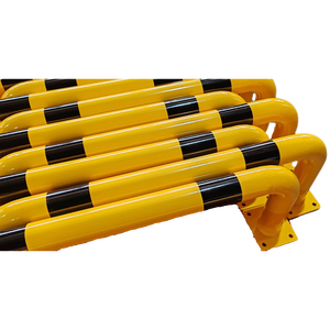 Colonne tubulaire ronde de stationnement <span class=keywords><strong>en</strong></span> métal <span class=keywords><strong>en</strong></span> forme de <span class=keywords><strong>U</strong></span> jaune et noir avec base carrée - Product Image 3