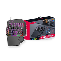 T-Wolf T19 Keyboard Gaming Satu Tangan Kiri untuk Pemain Game Ponsel dan Tablet 40 Tombol LED Backlit USB Berkabel Portabel Mini