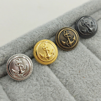 Boutons d'ancrage à tige en alliage de zinc de 12 mm pour blazers et chemises preppy, boutons perlés à dos plat à pied haut Or/Argent/Gunmetal/Antique