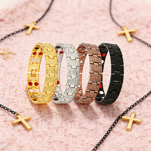 <b>Adjustable</b> Double Row Magnetic <b>Bracelet</b> For Men Zinc Alloy Vintage Design Gift Jewelry - Product Image 1