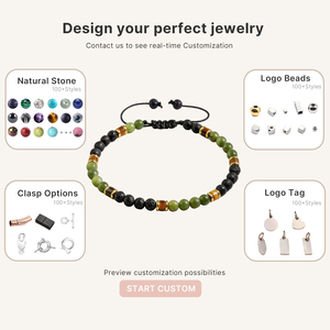 Handcrafted Volcanic Stone and Jade Beaded <b>Bracelet</b> Unisex Natural Stone Energy Healing <b>Bracelet</b> Vintage <b>Gemstone</b> <b>Bracelets</b> - Product Image 4