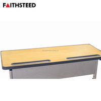 Table de lecture en plastique pour bibliothèque, banc d'école, collège, université, ensemble double bureau et chaise pour étudiants