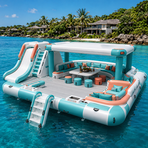 Île flottante gonflable <span class=keywords><strong>de</strong></span> luxe avec toboggan, auvent, bar et sièges pour projets hôteliers et complexes <span class=keywords><strong>de</strong></span> villégiature - Product Image 2
