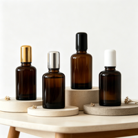 Flacon en verre brun de 30 ml avec bouchon à vis et bille roulante pour diffuseur de parfum, huiles essentielles, sérums, parfums - Étiquettes personnalisées