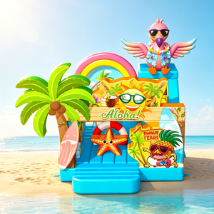 WINSUN Inflatable Tropical Flamingo Bouncy Castle with <b>Slide</b> PVC Waterproof CE for Kids Party Amusement Park Custom Logo - Product Image 3