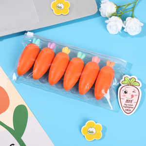 Ensemble de 6 surligneurs mignons en forme de carotte, stylos fluorescents <span class=keywords><strong>pastel</strong></span> pour enfants, étudiants, fournitures de bureau, fournitures scolaires, journalisation, cadeaux - Product Image 2