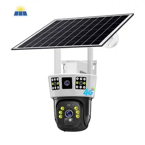 Ngoài trời 10x Zoom không dây CCTV Camera An Ninh với tầm nhìn ban đêm âm thanh PTZ ống kính kép ba màn hình giám sát 4 gam Sim Card mạng