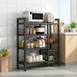 Organizador de Cocina de 4 Niveles <span class=keywords><strong>con</strong></span> <span class=keywords><strong>Cestas</strong></span>, Estante Multiusos para el Hogar, Proveedor Mayorista - Product Image 1