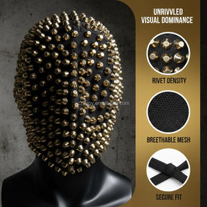 Couvre-chef complet Style Punk Horreur Effrayant Costumes Rivet Spike Gems Costume Party Masque Décoration pour Halloween Discothèque - Product Image 2