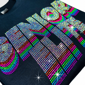 Applique thermocollante en strass à motif coucher de soleil, lettrage en strass à effet dégradé arc-en-ciel, transfert de <span class=keywords><strong>mots</strong></span> pour T-shirt, vêtements et DIY - Product Image 1