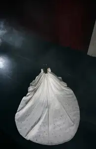 Tül dantel ile 2024 yeni stil gelinlikler seksi düğün elbisesi Modern ODM artı boyutu kristal fabrika kaynağı dekore