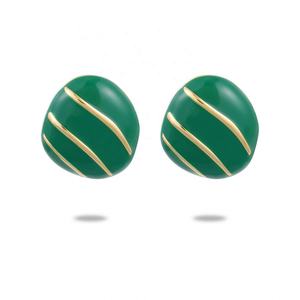 ต่างหูสแตนเลสชุบทองคำแท้ 18K แบบสุญญากาศ ประดับด้วยหินธรรมชาติสีเขียวทรงหยดน้ำ สไตล์ยุโรปอเมริกัน สำหรับผู้หญิง - Product Image 2