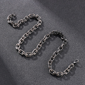 Hip Hop da <span class=keywords><strong>uomo</strong></span> in acciaio inox cubano a maglia di corda bracciale 8mm oro nero collana e bracciale per gli uomini gioielli - Product Image 5