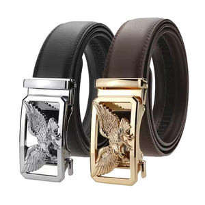 Ceinture automatique pour homme en cuir de vachette véritable avec boucle en alliage, design usine - Product Image 1