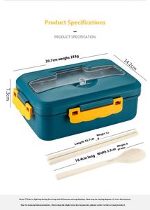 Boîte à lunch en paille de blé de qualité alimentaire, à 1 compartiment, compatible micro-ondes, avec cuillère et baguettes, dotée d'un couvercle en plastique - Product Image 4